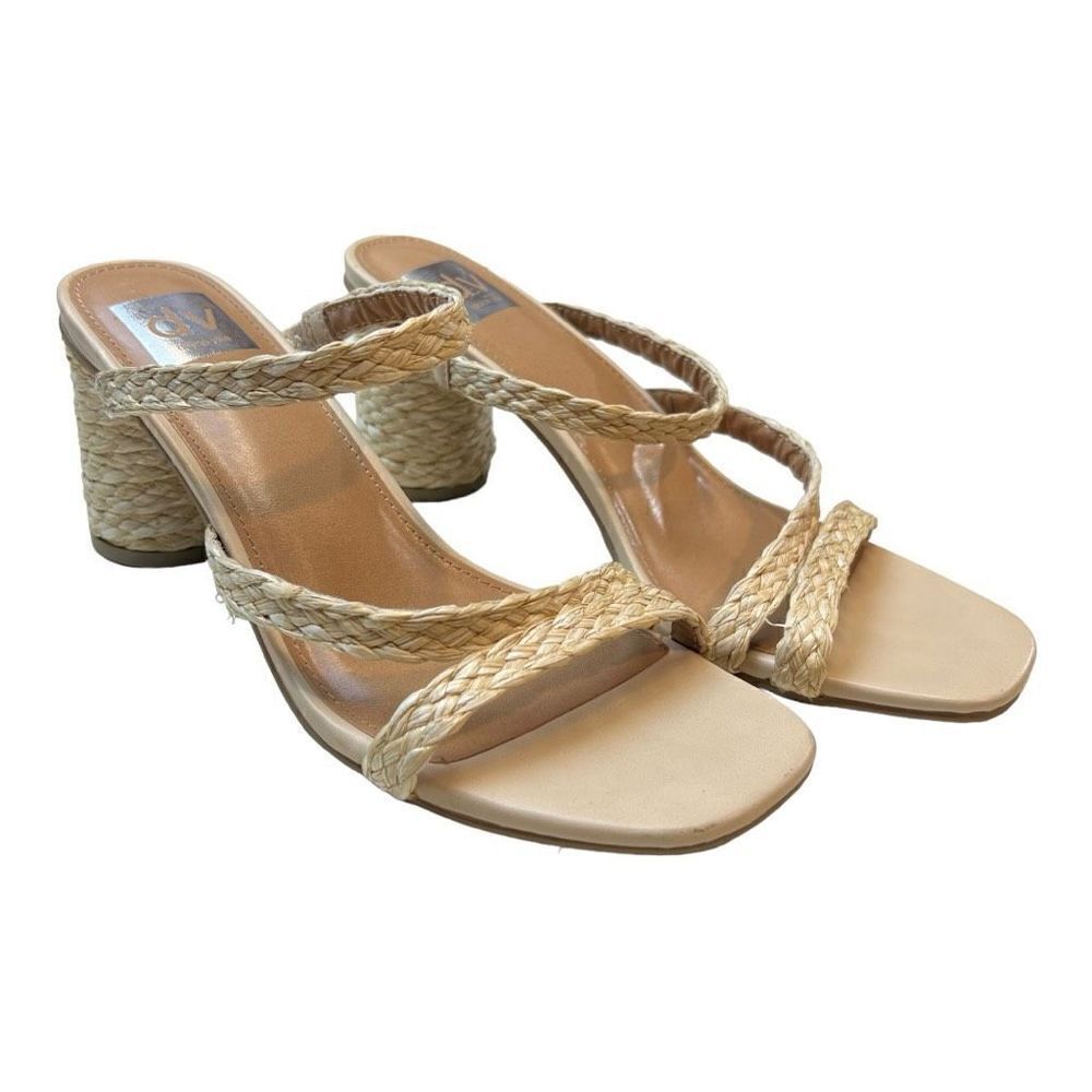 Dolce Vita Womens Myla Square Toe Braided Raffia Block Heel Sandals Beige Size 9 - Picture 10 of 11